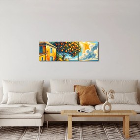Obraz - Dom s pomarančmi I. (s hodinami) (90x30 cm)