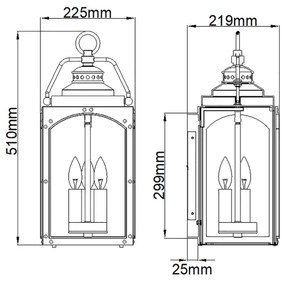 Feiss FE-RANDHURST-L-CO-Vonkajšie nástenné svietidlo RANDHURST 3xE14/40W/230V IP44