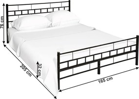 Kovová manželská posteľ s roštom Tajgi 160x200 cm - čierna