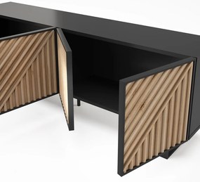 TV stolík v dekore duba v čierno-prírodnej farbe 161x55x35 cm Alana – Marckeric