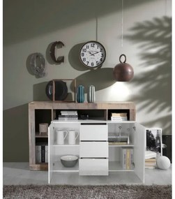 Komoda LENOR bela/rjava