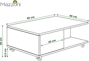 MAT-VIENNA konferenčný stolík na kolieskach, čiernobiely