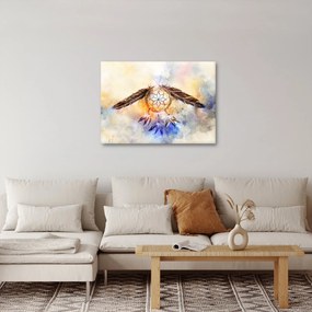 Obraz - Lapač snov s pierkami (70x50 cm)