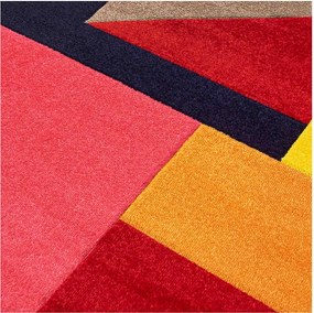 TA Viacfarebný geometrický abstraktný Koberec A095A NAVY/RED ATLANTA FMM Rozmer: 80x150 cm