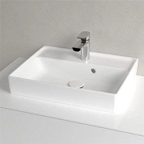 VILLEROY &amp; BOCH Collaro závesné umývadielko s otvorom, s prepadom, spodná strana brúsená, 500 x 400 mm, Stone White, s povrchom CeramicPlus, 43345GRW