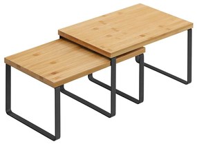 Sada 2x úložných políc MARGE čierna/hnedá