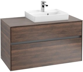 VILLEROY &amp; BOCH Collaro závesná skrinka pod umývadlo na dosku (umývadlo vpravo), 2 zásuvky, s LED osvetlením, 1000 x 500 x 548 mm, Arizona Oak, C015B0VH