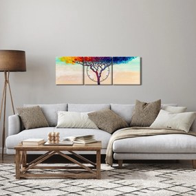 Obraz maľovaného stromu (s hodinami) (90x30 cm)