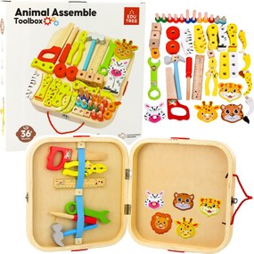 LEAN Toys Drevená sada skrutkovačov pre domácich majstrov v kufríku 59el