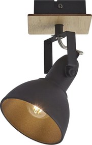 Priemyselný reflektor čierny s drevom otočný a naklápací - Jakub