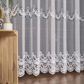 Biela žakarová záclona DOROTA so zaujímavým vzorom  - šité na mieru