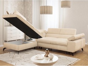 Krémová ženilková rohová pohovka (ľavý roh/do L) Marbeya – Ropez