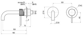 Sapho Sapho, ULTRASAN 2-prvková podomietková umývadlová batéria, hubica 16cm, chróm, UT118V