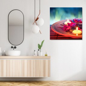 Obraz na plátně, Plovoucí květiny a zenové kameny - 60x60 cm