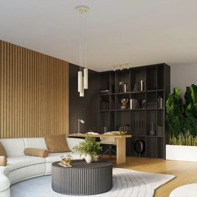 Bodové svietidlo Karbon, 3x béžové kovové tienidlo, (možnosť polohovania)