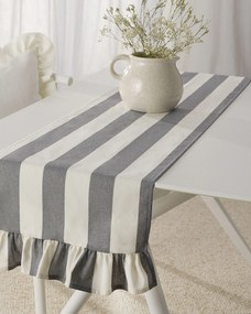 Bežec s volánom 40x160 cm farba produktu sivá látka vzorované