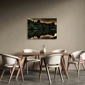 Sklenený obraz jazera pri lese (70x50 cm)