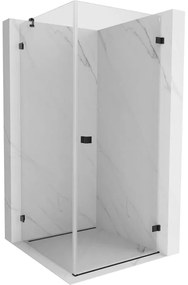 Mexen Lunar-B pravostranný výklopný sprchový kút 100 x 100 cm, číre sklo, čierna matná, 832-100-100-70-00-P