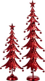 Červený veľký kovový stromček s rolničkami Christmas Tree XL - 25 * 13 * 78,5 cm