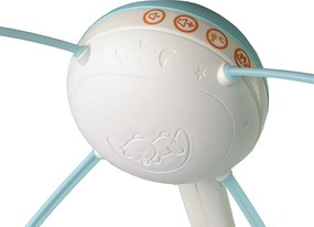 LEAN Toys Kolotoč na detskú postieľku s projektorom, melódiami a zvukmi zvierat, modrý