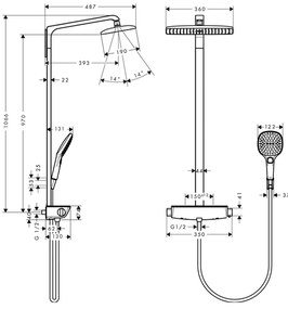 Hansgrohe Raindance E, Showerpipe 360 1jet s termostatom, biela/chrómová, HAN-27112400