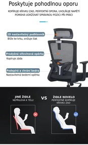 Kancelárska ergonomická stolička Neoseat NOVELO — sieť / látka, čierna, nosnosť 150 kg