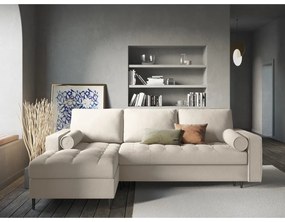 Svetlobéžová rozkladacia rohová pohovka Milo Casa Santo, ľavý roh