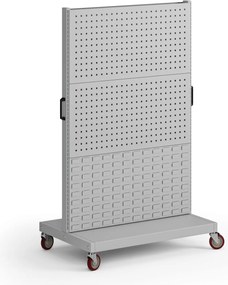 Mobilný stojan, 4x panel na náradie, 2x panel na boxy, 960 x 640 x 1605 mm