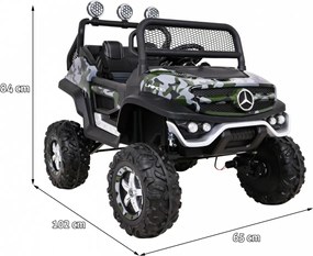 Ramiz Mercedes Benz Unimog pre deti Moro lak + pohon 4x4 + diaľkové ovládanie + batožinový priestor + pomalý štart + MP3 LED