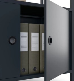 Kancelársky regál otvorený s tyčou na oblečenie, do recepcie a čakárne, kovový, antracitový, 800x2200x400 mm: ARIEL