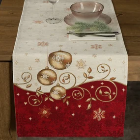 VIANOČNÝ GOBELÍNOVÝ BEHÚŇ NA STÔL MERRY1 40X100 CM VZOROVANÁ