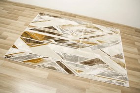 Koberec Elisa PF132 geometrický, hnedý / zlatý