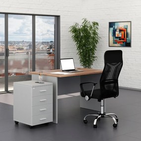 Zostava kancelárskeho nábytku SimpleOffice 1, 120 cm, sivá / orech vlašský