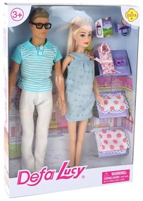 Lean Toys Tehotná bábika Lucy a otec Kevin – Blond vlasy