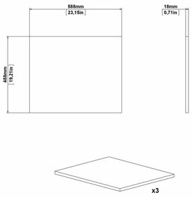 Doplnkové police do šatníkovej skrine v súprave 3 ks (šírka 58.8 cm) Verona – Tvilum