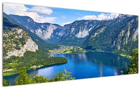 Obraz - Halštatské jazero, Hallstatt, Rakúsko (120x50 cm)