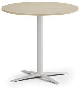 Konferenčný stolík AURA, priemer 80 cm, biela podnož, breza