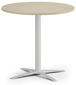 Konferenčný stolík AURA, priemer 80 cm, biela podnož, breza