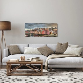Obraz - Domy pri rieke (120x50 cm)