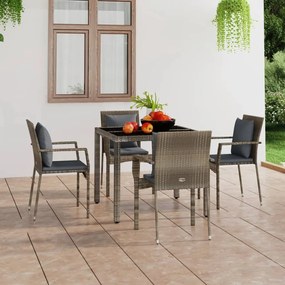 Záhradné stoličky so sedákmi 4 ks polyratanové sivé 319880