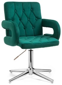 LuxuryForm DESIGN Stolička BOSTON VELUR na striebornom kríži - zelená