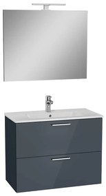Kúpeľňová zostava s umývadlom, zrkadlom a osvetlením Vitra Mia 79x61x39,5 cm antracitový lesk MIASET80A