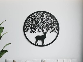 drevko Moderný obraz Jeleň Rozmer obrazu: 32,5 x 32,5 cm, Farba dekorácie: Čierna