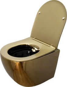 BPS-koupelny Závesná WC misa so SoftClose sedadlom HYD-4154, čierna/zlatá