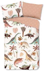 Hnedé/béžové bavlnené detské obliečky na jednolôžko 140x200 cm Dino – Good Morning