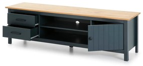 Tmavomodrý TV stolík z borovicového dreva 158x47 cm Miranda – Marckeric