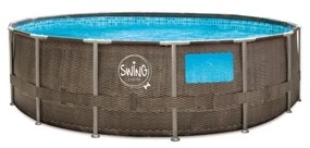 Marimex | Bazén Florida SWING 4,57x1,22 m s kartušovou filtráciou a príslušenstvom - motív HNEDÝ RATAN + okno | 10340305