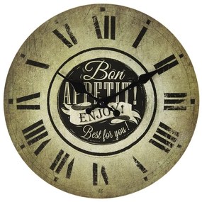 Vintage nástenné hodiny "Bon APPETIT", 30x3 cm