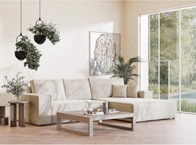 Krémovobiela ženilková rozkladacia/s úložným priestorom rohová pohovka (pravý roh/s leňoškou) Maze – Maison de Rêve