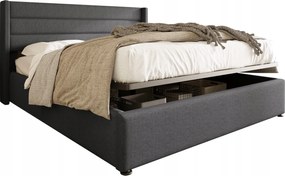 Čalúnená hydraulická manželská posteľ 160x200 cm šedá matrac